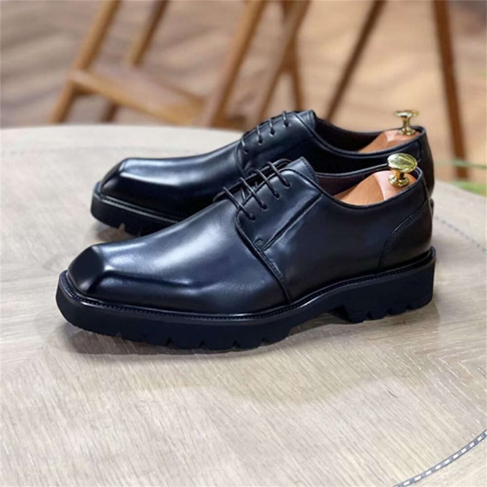 Chaussures Formelles Pour Hommes Habillées Sophistiquées À Bout Carré - Noir