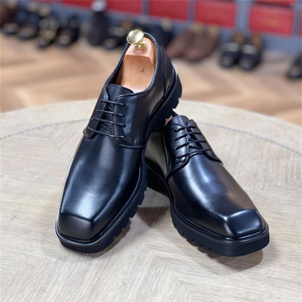 Chaussures Formelles Pour Hommes Habillées Sophistiquées À Bout Carré - Noir