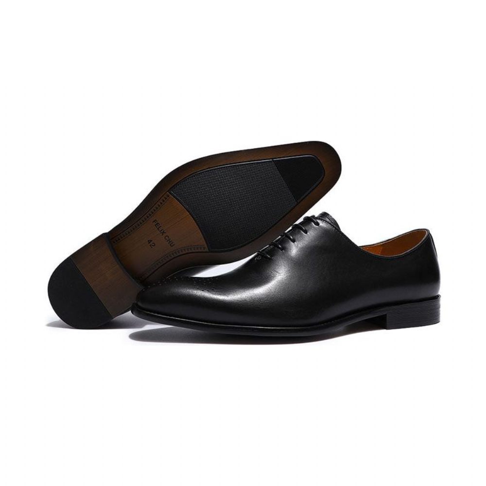 Chaussures Formelles Pour Hommes Habillées Style Richelieu À Pois Exotiques - Noir