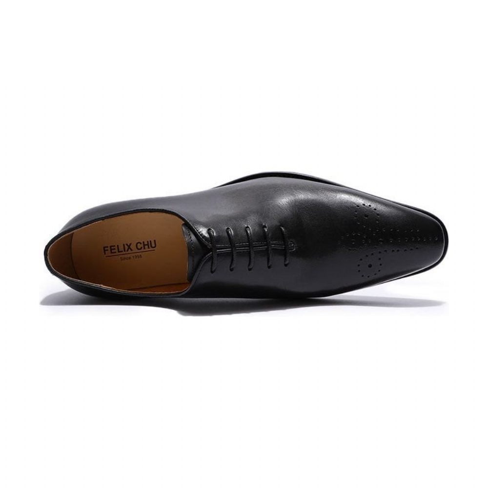 Chaussures Formelles Pour Hommes Habillées Style Richelieu À Pois Exotiques - Noir