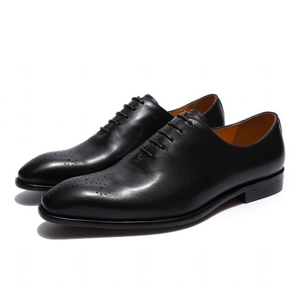 Chaussures Formelles Pour Hommes Habillées Style Richelieu À Pois Exotiques - Noir