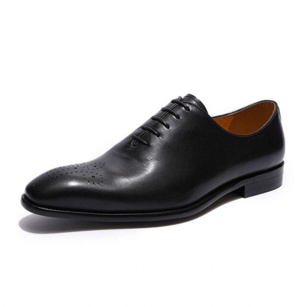 Chaussures Formelles Pour Hommes Habillées Style Richelieu À Pois Exotiques - Noir