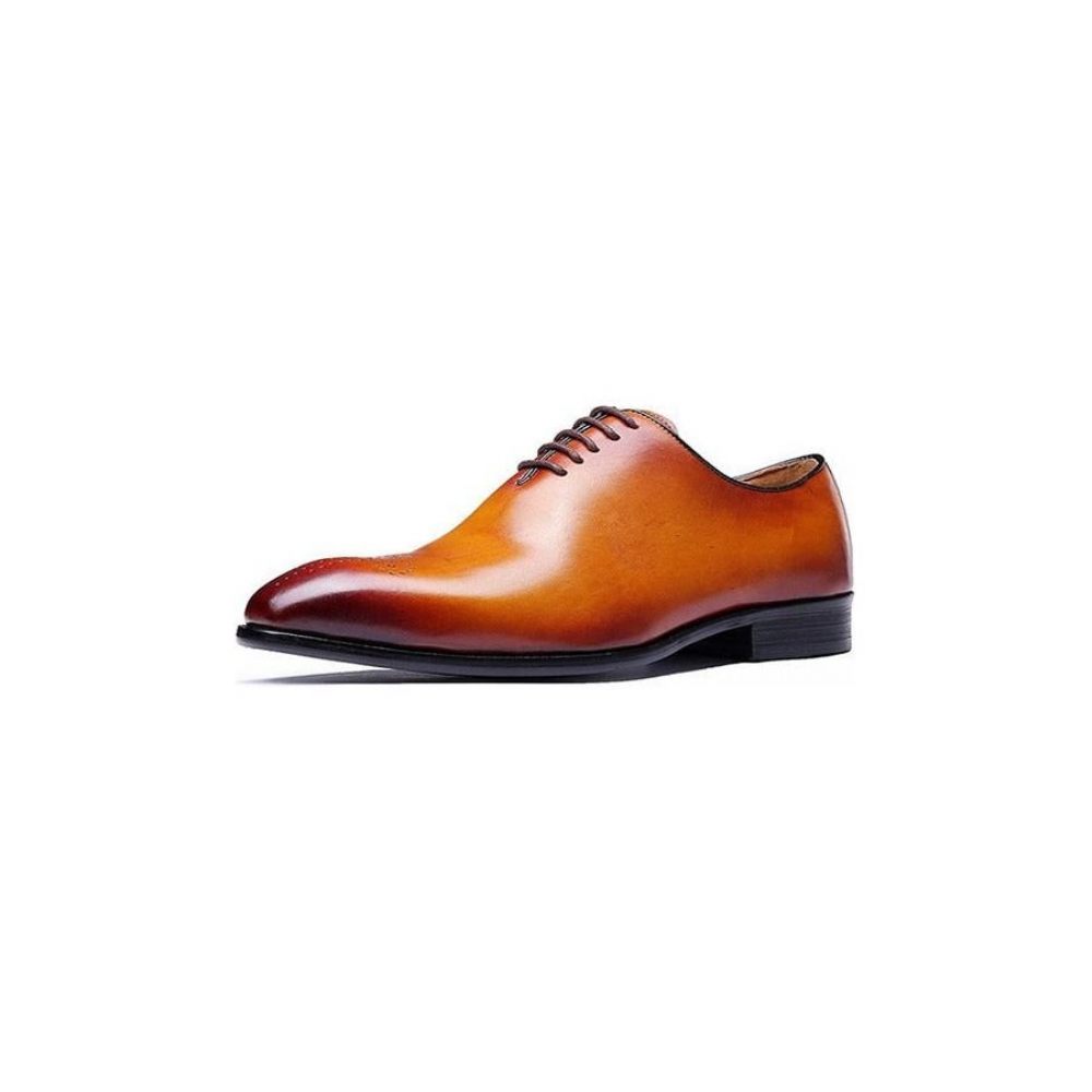 Chaussures Formelles Pour Hommes Habillées Style Richelieu À Pois Exotiques - Marron