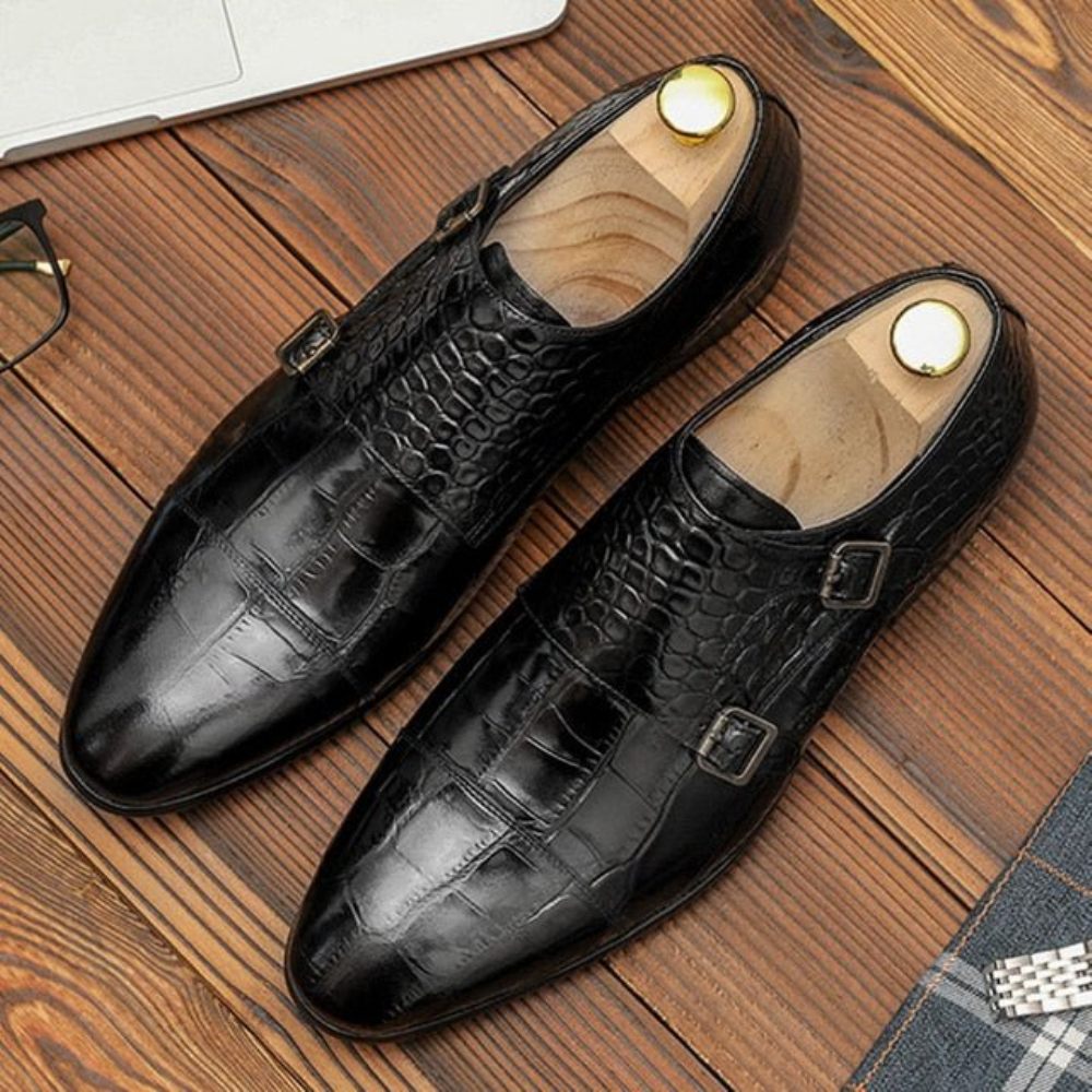 Chaussures Formelles Pour Hommes Habillées À Texture Exotique - Noir