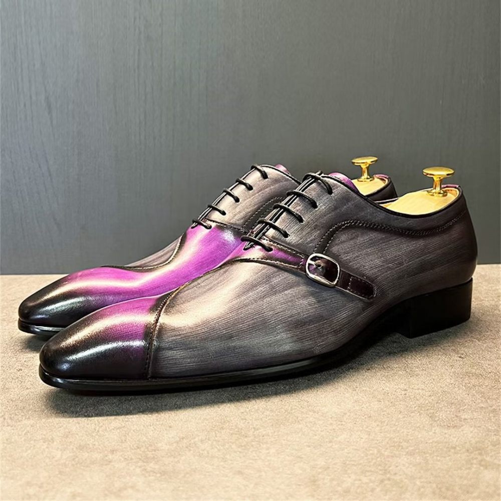 Chaussures Formelles Pour Hommes Habillées Véritables À Bout Pointu - Violet