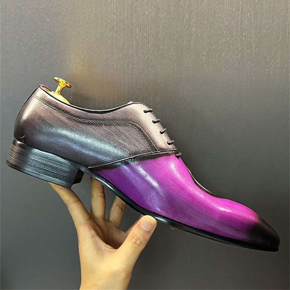 Chaussures Formelles Pour Hommes Habillées Véritables À Bout Pointu - Violet