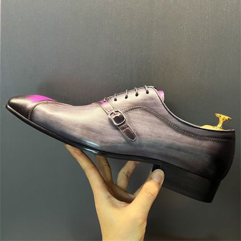 Chaussures Formelles Pour Hommes Habillées Véritables À Bout Pointu - Violet