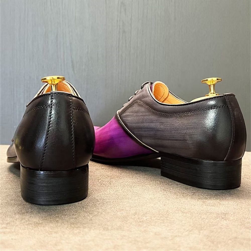 Chaussures Formelles Pour Hommes Habillées Véritables À Bout Pointu - Violet