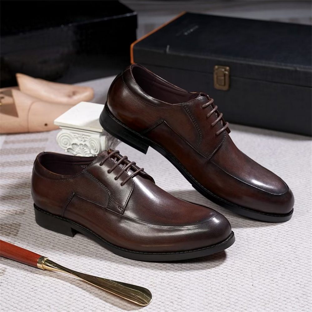 Chaussures Formelles Pour Hommes À Lacets Charme Contemporain - Café