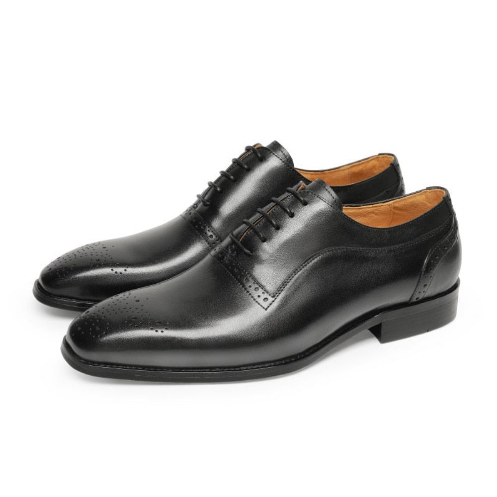 Chaussures Formelles Pour Hommes À Lacets Classiques Cuir Exotique - Noir