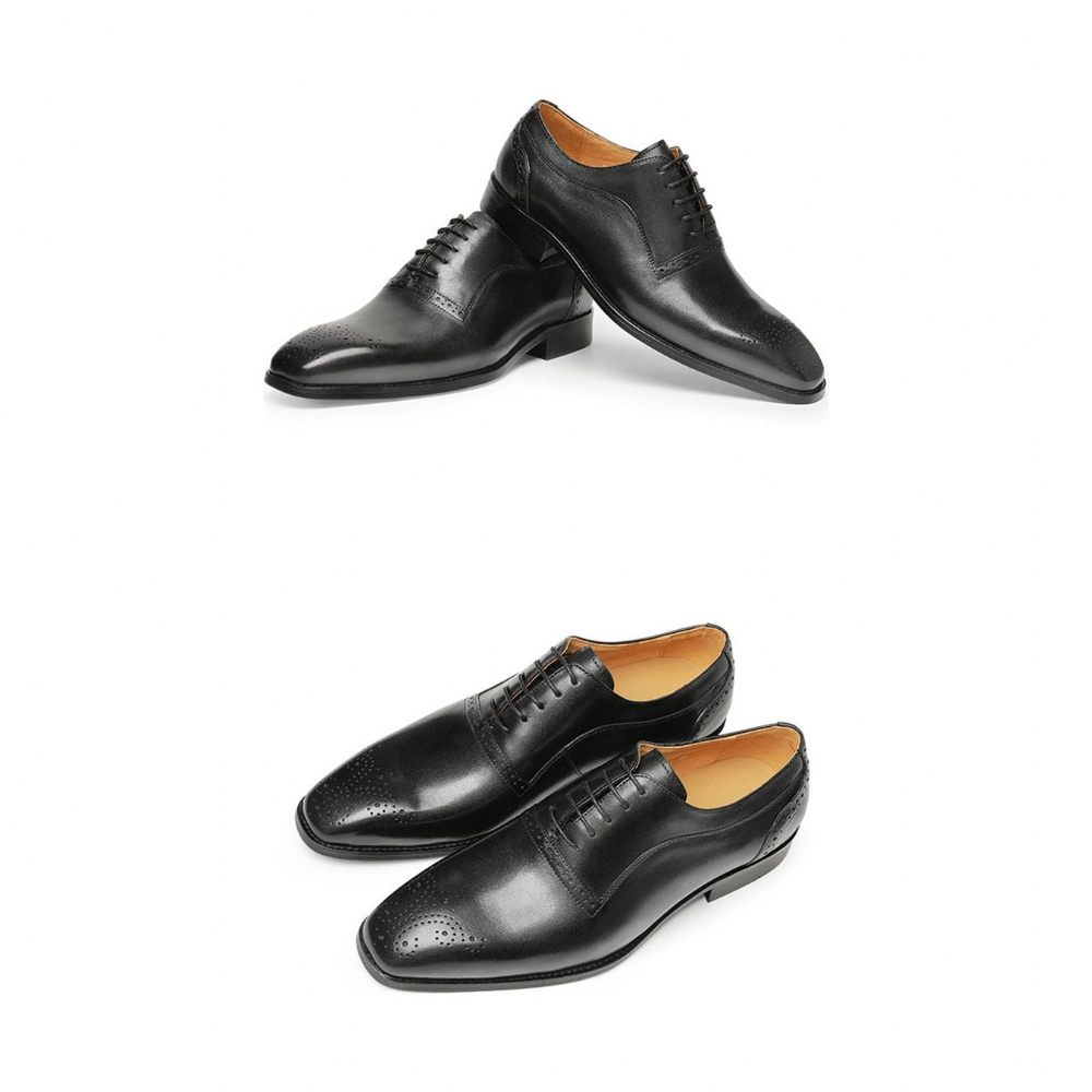 Chaussures Formelles Pour Hommes À Lacets Classiques Cuir Exotique - Noir