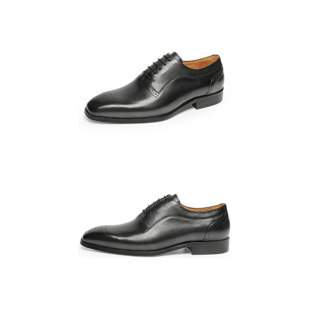 Chaussures Formelles Pour Hommes À Lacets Classiques Cuir Exotique - Noir