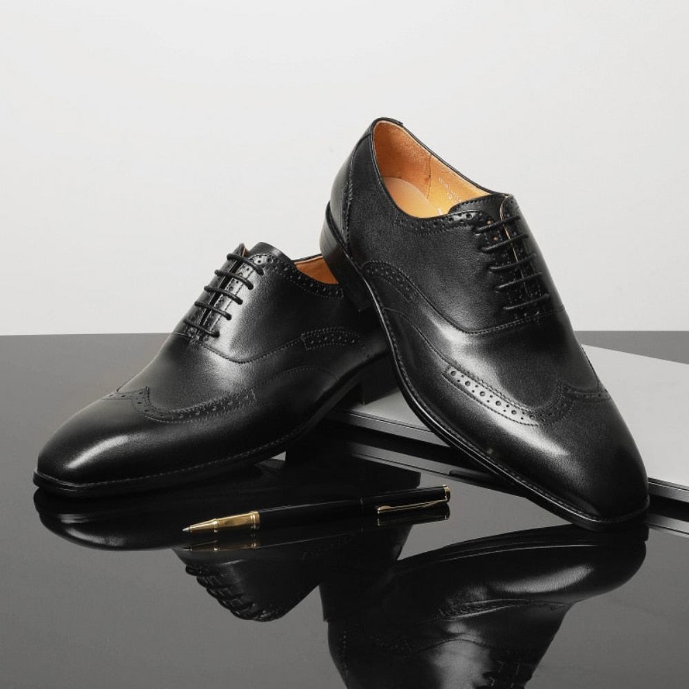 Chaussures Formelles Pour Hommes À Lacets Classiques Cuir Exotique - Noir 1