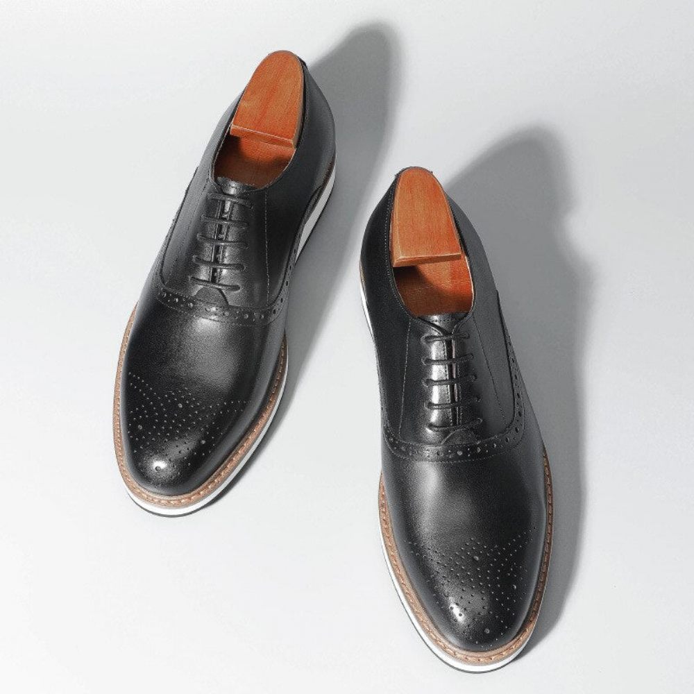 Chaussures Formelles Pour Hommes À Lacets Créateur Cuir Vache - Noir