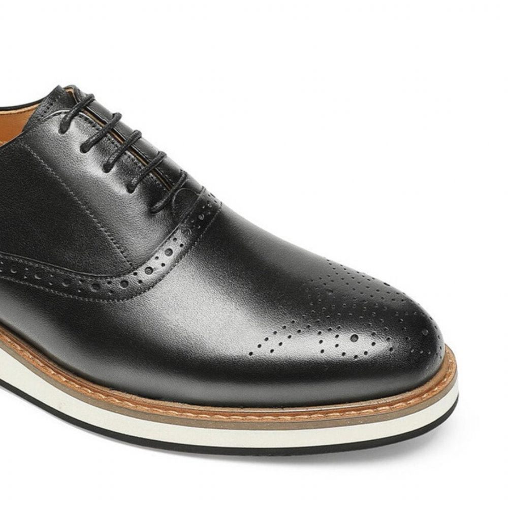 Chaussures Formelles Pour Hommes À Lacets Créateur Cuir Vache - Noir