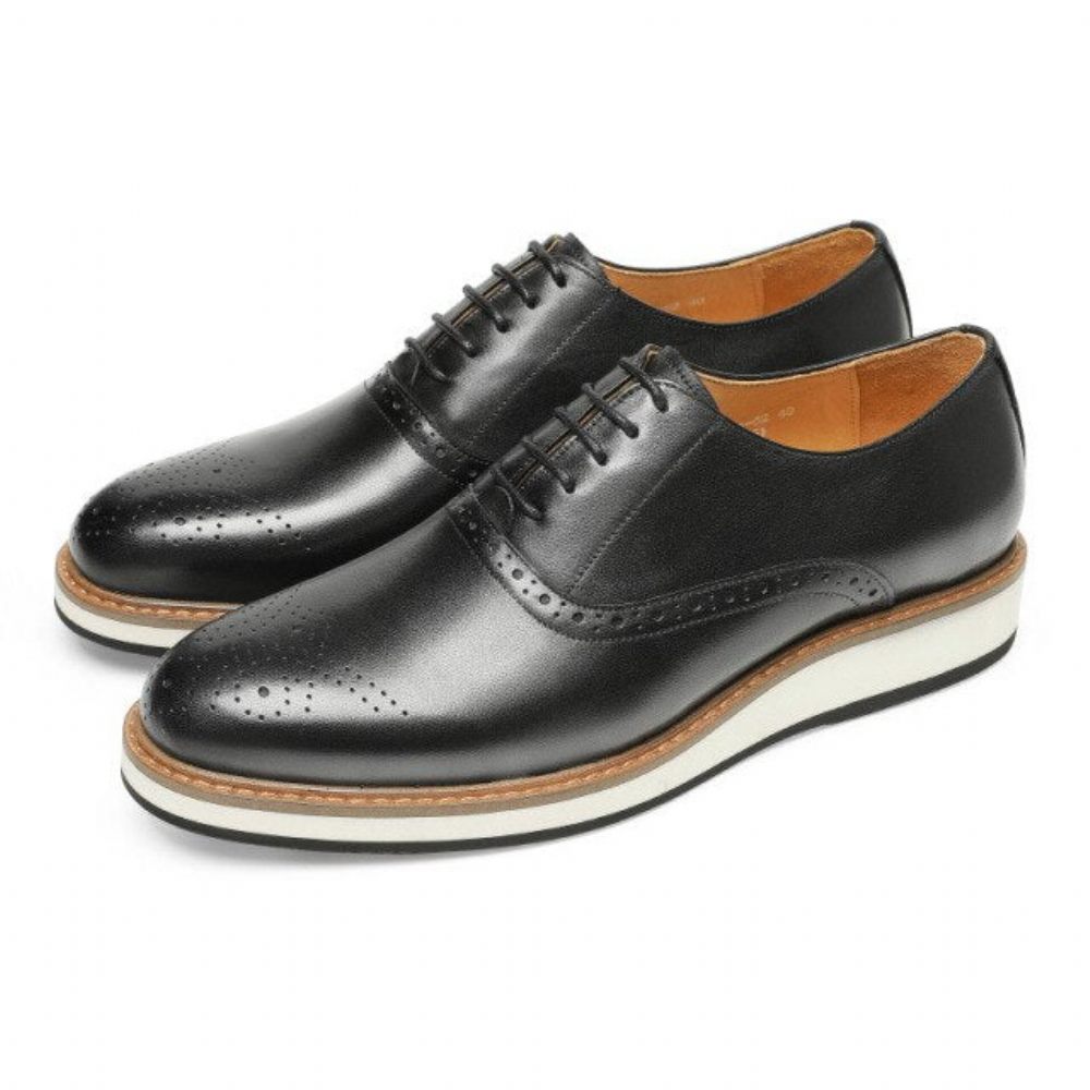 Chaussures Formelles Pour Hommes À Lacets Créateur Cuir Vache - Noir