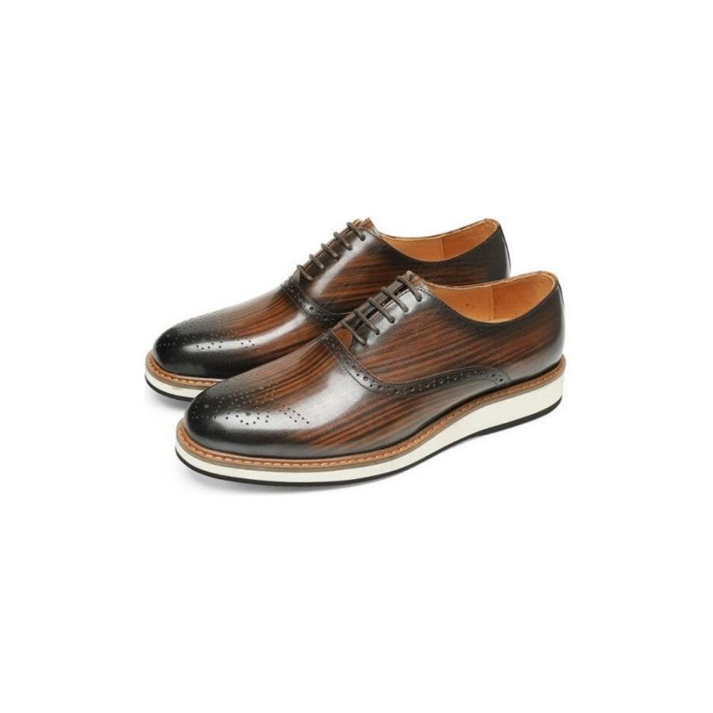 Chaussures Formelles Pour Hommes À Lacets Créateur Cuir Vache - Café