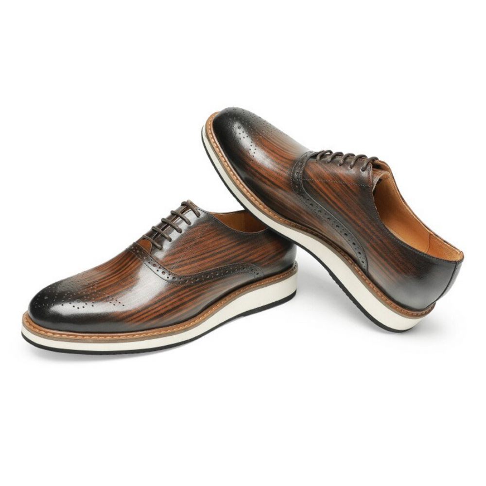 Chaussures Formelles Pour Hommes À Lacets Créateur Cuir Vache - Café