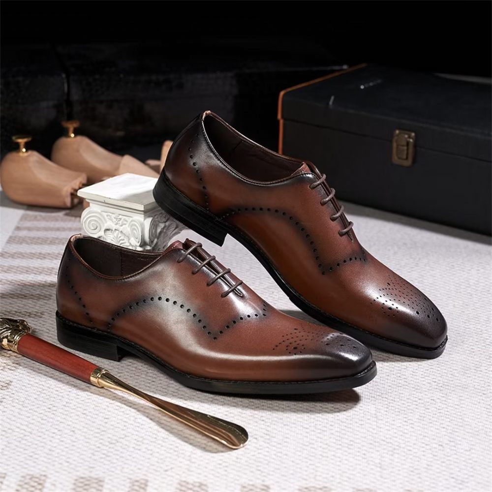 Chaussures Formelles Pour Hommes À Lacets Cuir Chic Professionnel - Marron