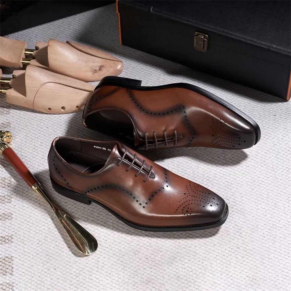 Chaussures Formelles Pour Hommes À Lacets Cuir Chic Professionnel - Marron