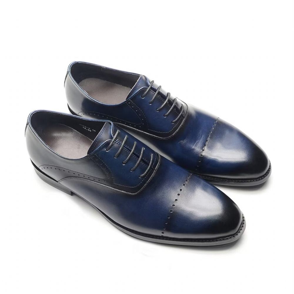 Chaussures Formelles Pour Hommes À Lacets Cuir Décontractées Et Raffinées - Bleu