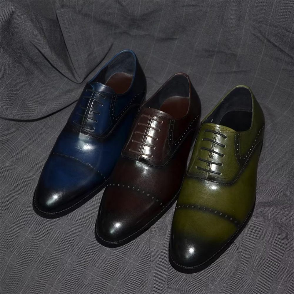 Chaussures Formelles Pour Hommes À Lacets Cuir Décontractées Et Raffinées - Bleu