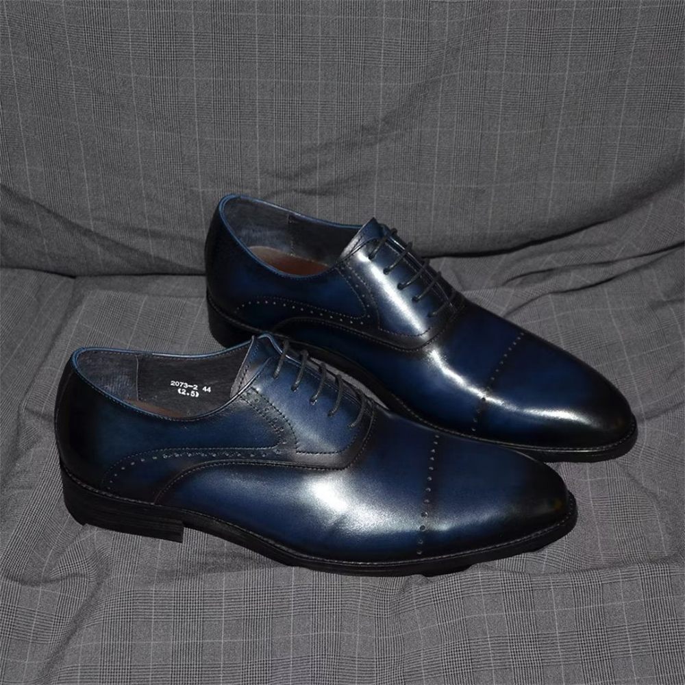 Chaussures Formelles Pour Hommes À Lacets Cuir Décontractées Et Raffinées - Bleu