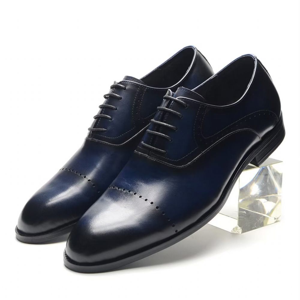 Chaussures Formelles Pour Hommes À Lacets Cuir Décontractées Et Raffinées - Bleu