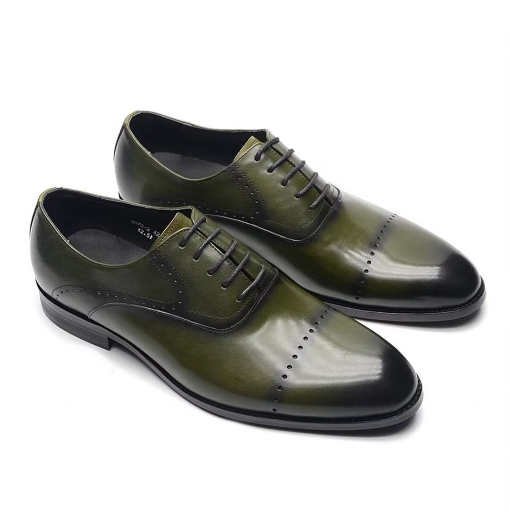 Chaussures Formelles Pour Hommes À Lacets Cuir Décontractées Et Raffinées - Vert