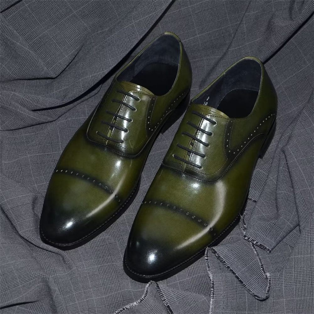 Chaussures Formelles Pour Hommes À Lacets Cuir Décontractées Et Raffinées - Vert