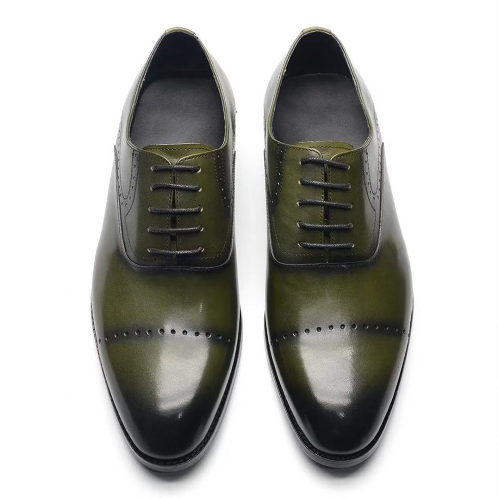 Chaussures Formelles Pour Hommes À Lacets Cuir Décontractées Et Raffinées - Vert