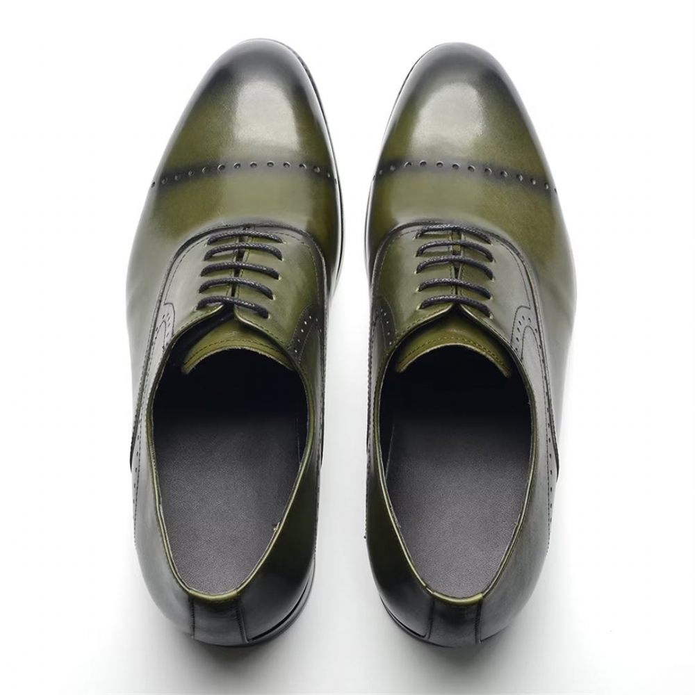 Chaussures Formelles Pour Hommes À Lacets Cuir Décontractées Et Raffinées - Vert