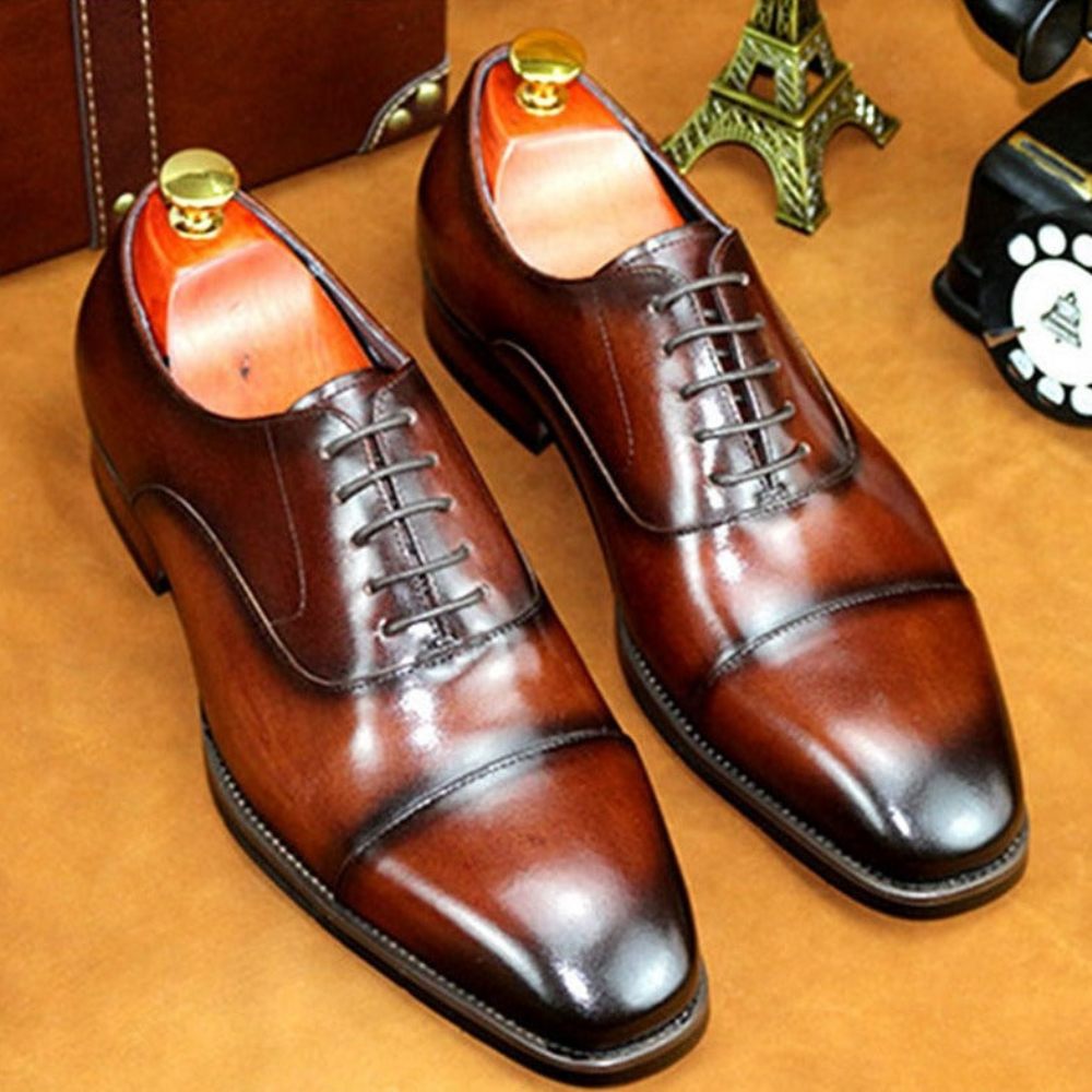 Chaussures Formelles Pour Hommes À Lacets Cuir Richelieu - Café