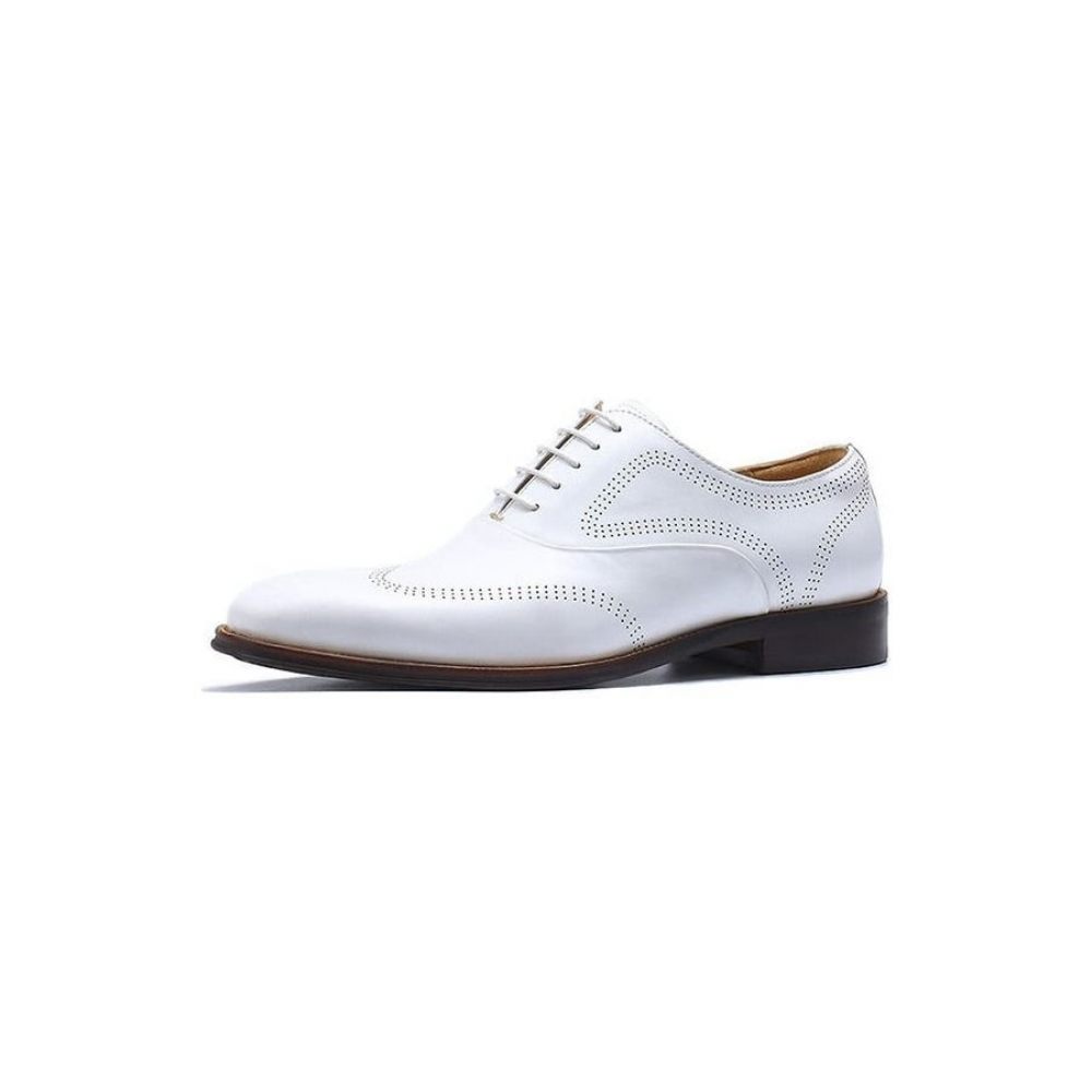 Chaussures Formelles Pour Hommes À Lacets Mariée Bout Pointu - Blanc