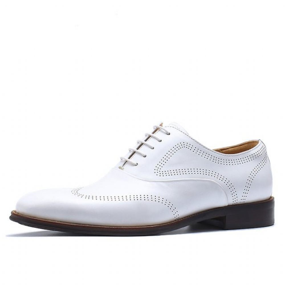 Chaussures Formelles Pour Hommes À Lacets Mariée Bout Pointu - Blanc