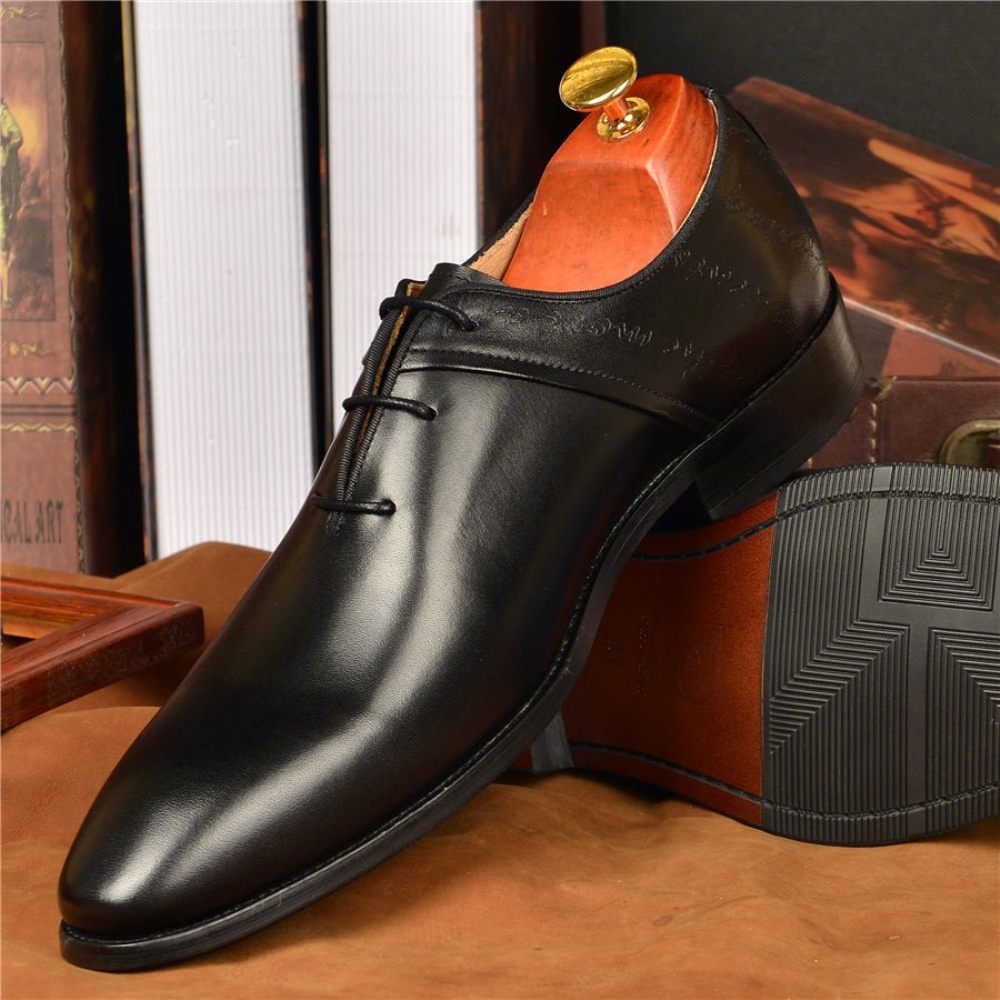 Chaussures Formelles Pour Hommes À Lacets Mariée Bout Pointu - Noir