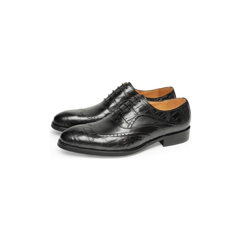 Chaussures Formelles Pour Hommes À Lacets Motif Alligator Bout Pointu Oxford