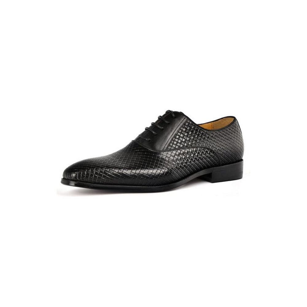 Chaussures Formelles Pour Hommes À Lacets Robe Mariée Design Alligator - Noir