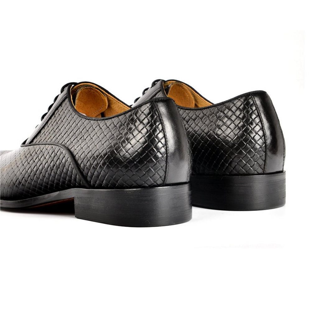 Chaussures Formelles Pour Hommes À Lacets Robe Mariée Design Alligator - Noir