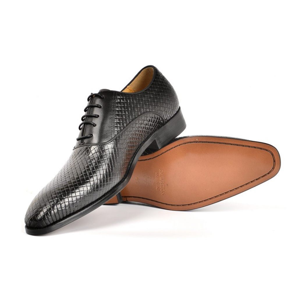 Chaussures Formelles Pour Hommes À Lacets Robe Mariée Design Alligator - Noir