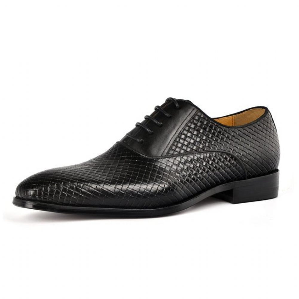 Chaussures Formelles Pour Hommes À Lacets Robe Mariée Design Alligator - Noir