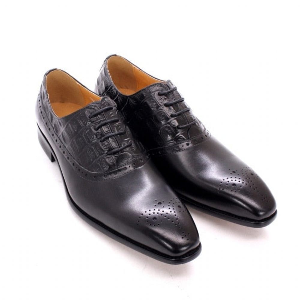 Chaussures Formelles Pour Hommes Luxe Cuir Brogue Oxford - Noir