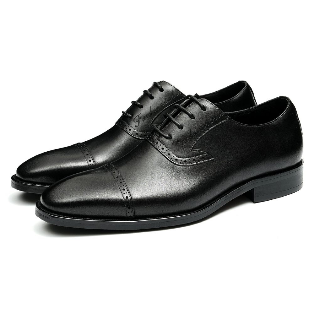 Chaussures Formelles Pour Hommes Luxe Cuir Exotique À Bout Pointu Oxford - Noir