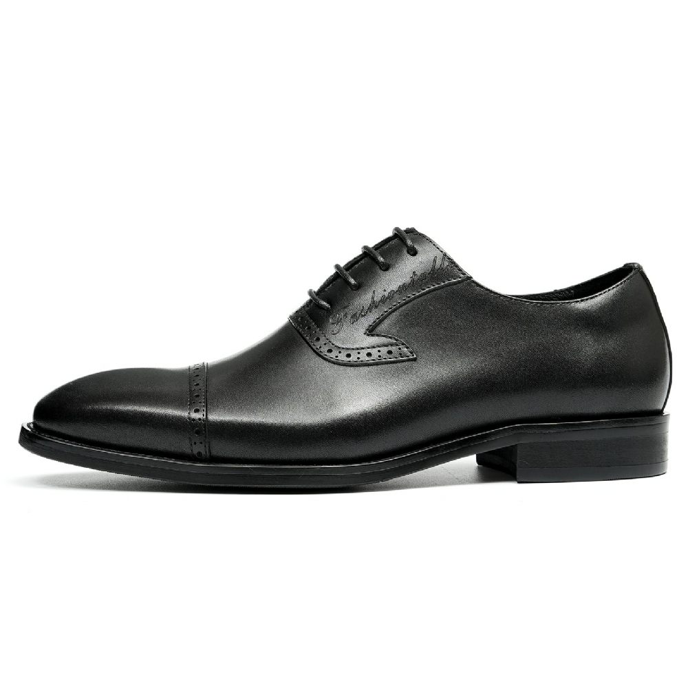 Chaussures Formelles Pour Hommes Luxe Cuir Exotique À Bout Pointu Oxford - Noir