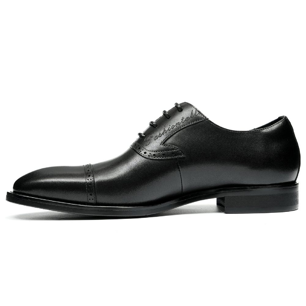 Chaussures Formelles Pour Hommes Luxe Cuir Exotique À Bout Pointu Oxford - Noir