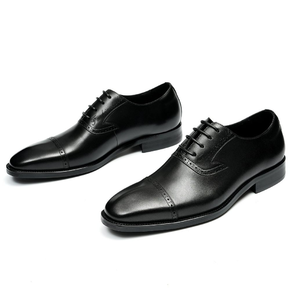 Chaussures Formelles Pour Hommes Luxe Cuir Exotique À Bout Pointu Oxford - Noir