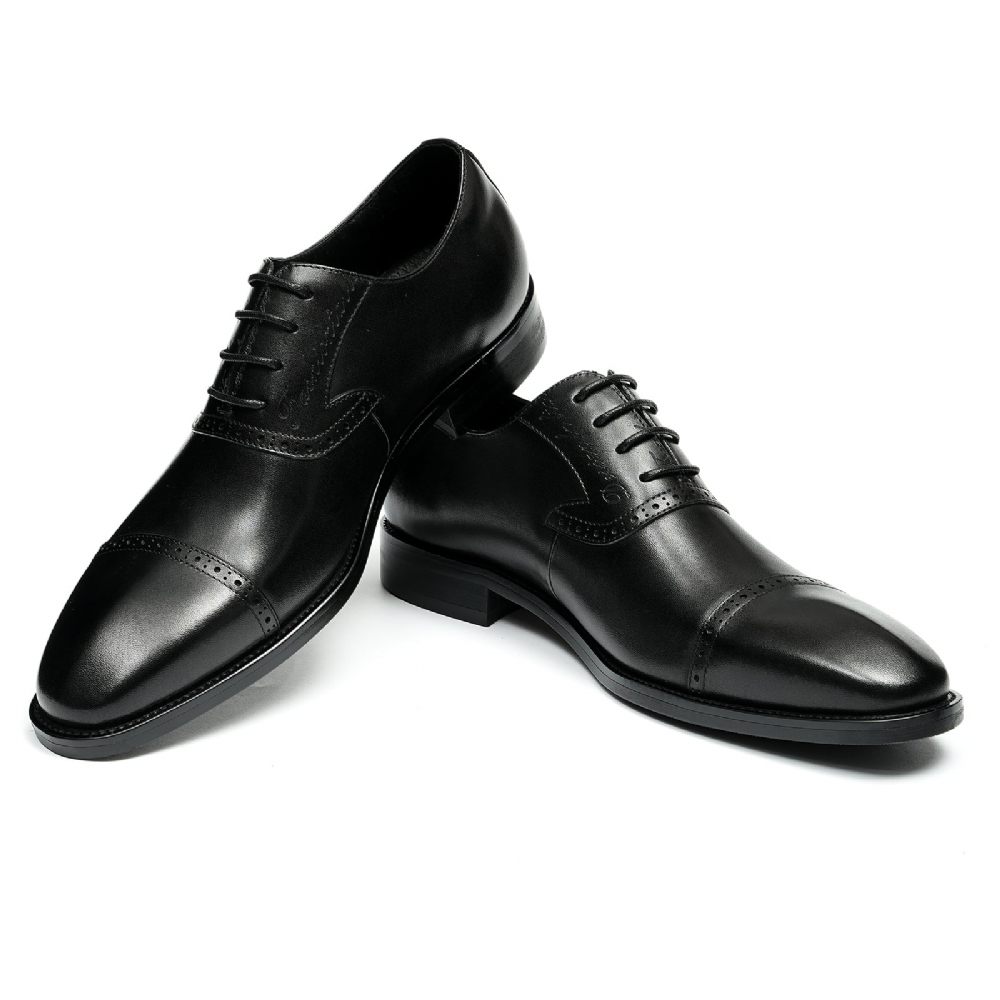 Chaussures Formelles Pour Hommes Luxe Cuir Exotique À Bout Pointu Oxford - Noir