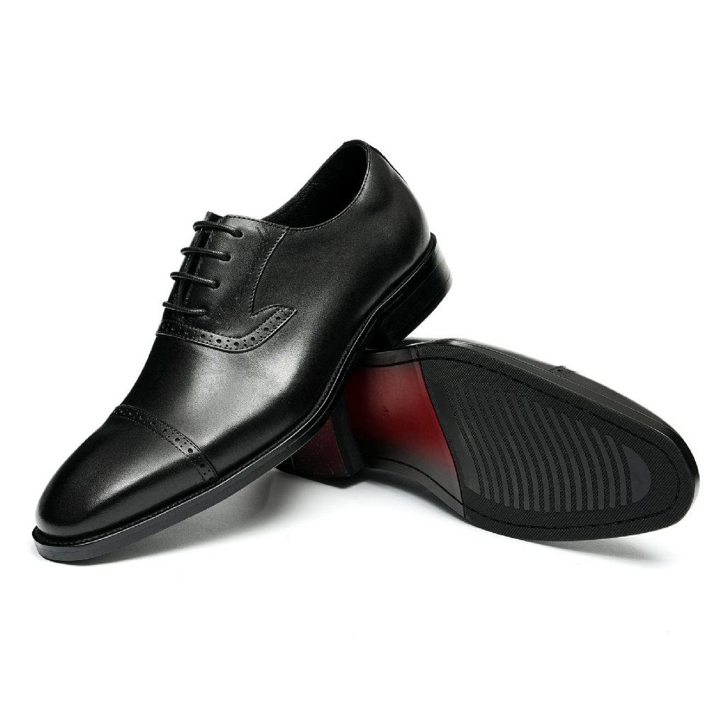 Chaussures Formelles Pour Hommes Luxe Cuir Exotique À Bout Pointu Oxford - Noir