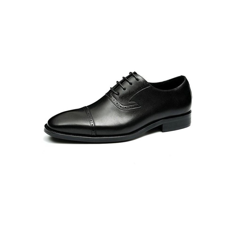 Chaussures Formelles Pour Hommes Luxe Cuir Exotique À Bout Pointu Oxford - Noir