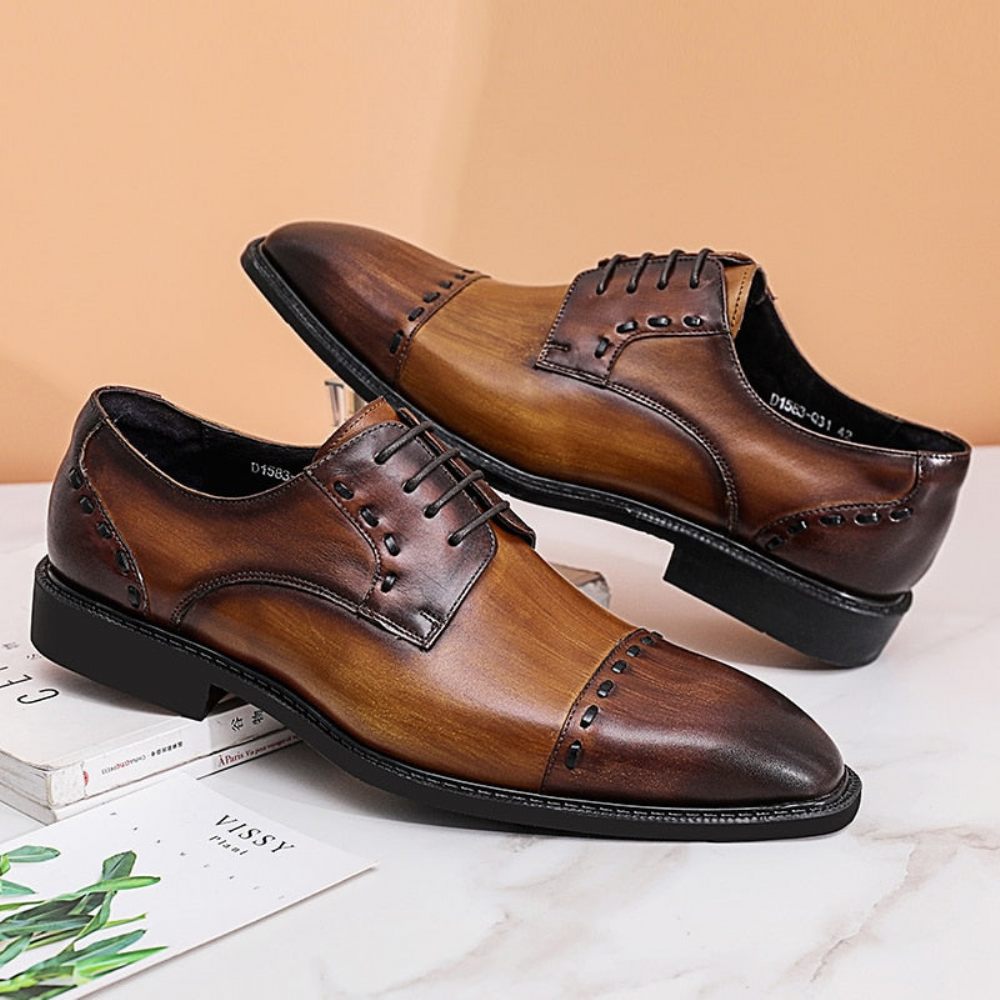 Chaussures Formelles Pour Hommes Luxe Exotiques Brillantes Brogue Créateur - Café